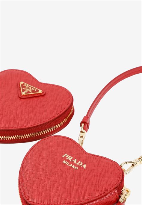 prada heart shaped wallet on chain|Prada card holder with zipper.